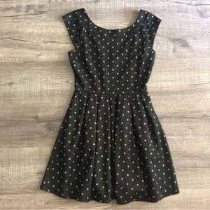 Black and Gold Polka Dot Skater Swing Dress